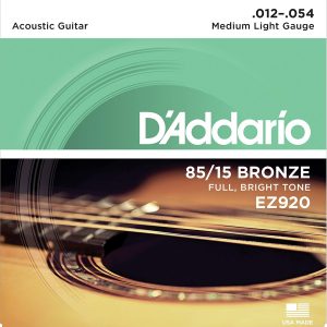 D’Addario EZ920 : (.012-.054) 85/15 Bronze Medium Light Acoustic Guitar Strings
