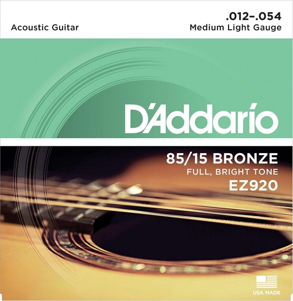 D'Addario EZ920 : (.012-.054) 85/15 Bronze Medium Light Acoustic Guitar Strings
