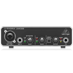Behringer U-PHORIA UMC22 – Audiophile 2×2 USB Audio Interface with MIDAS Mic Preamplifier
