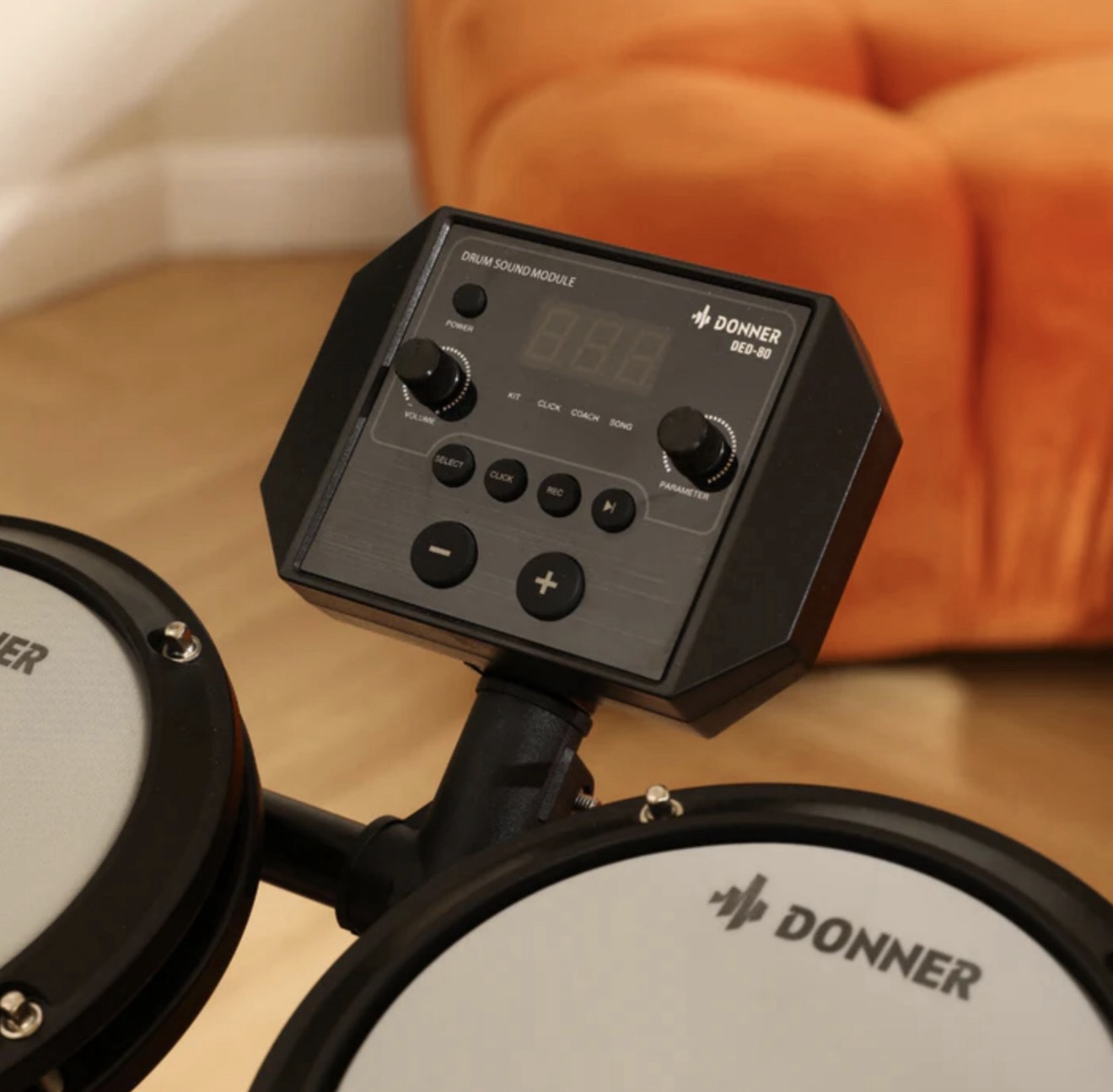 Donner DED-80 Electric Drum Set, Electronic Drum Kit for Beginner with 180 Sounds, Quiet Mesh Drum Set with Heavy Duty Pedals, Drum Throne, Sticks Headphone - Image 3
